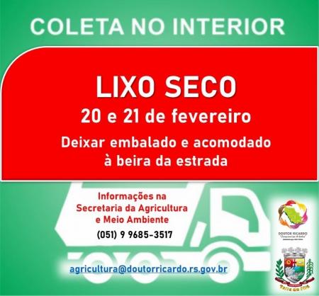 Recolhimento do lixo seco no interior