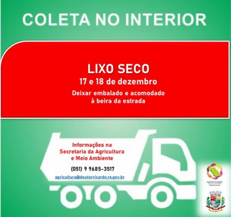 Recolhimento do lixo seco no interior